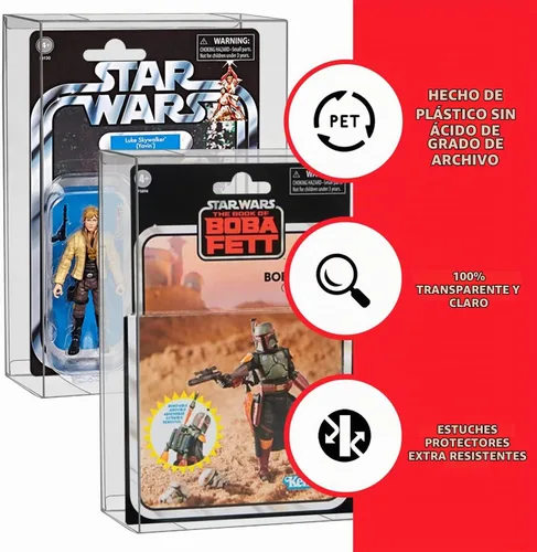 Vista 3 de EVORETRO Caja de exhibición y protector para figuras de acción Compatible con Star Wars, Marvel Legends y GI Joe (con tarjeta) Figura de 3.75