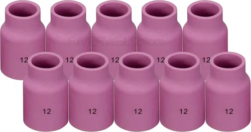 Vista 5 de RIVERWELD TIG - Boquilla de alúmina con lente de gas, vasos de cerámica Jumbo de gran diámetro 53N87 12# 3/4 pulgadas 53N88 5/8 pulgadas #10 53N89
