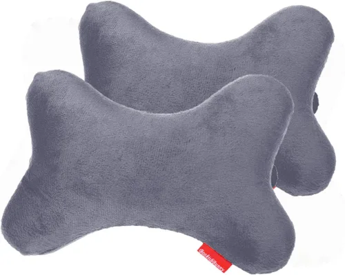 Vista 11 de Paquete de 2 almohadas de cuello de viaje en forma de hueso de perro con funda extraíble lavable de espuma viscoelástica para automóvil, autobús