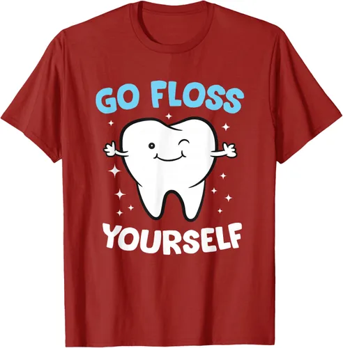 Vista 73 de Camiseta higienista dental, asistente dental, Go Floss Yourself dentista, Negro, S