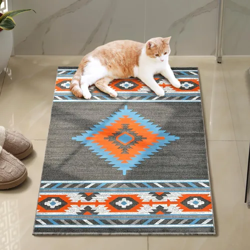 Vista 24 de YHSF South West - alfombra nativa americana del suroeste, fácil de limpiar, gruesa, suave y duradera, alfombra tribal inspirada en indios americanos