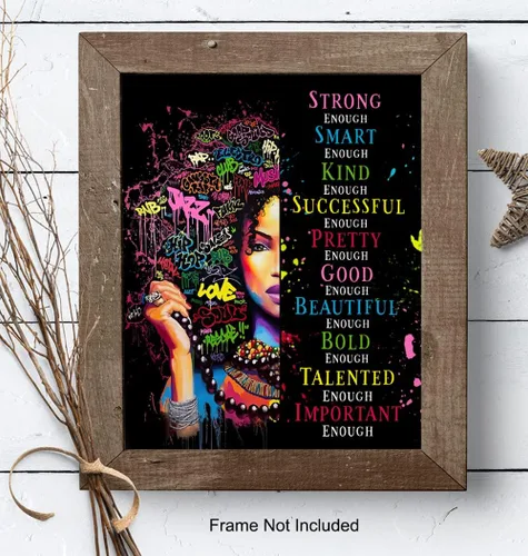Vista 8 de Black Women's empowerment 11x14 - Arte de pared afroamericano para mujeres y niñas, póster inspirador, arte de pared motivacional, soy suficiente