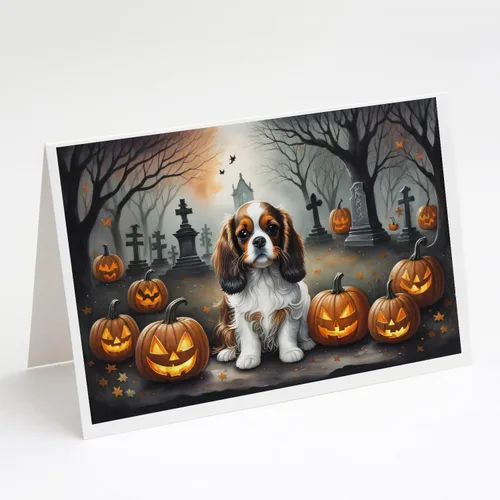 Vista 33 de Caroline's Treasures DAC2042GCA7P Golden Retriever - Tarjetas de felicitación y sobres de Halloween espeluznantes, paquete de 8 tarjetas en blanco