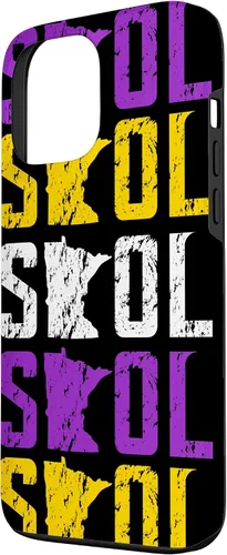 Vista 2 de Funda para iPhone 13 Pro Max SKOL envejecido vikingo vintage morado y amarillo sobre negro