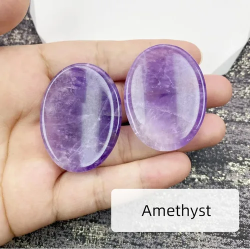 Vista 3 de Juego de 4 piedras de cristal curativo natural para el pulgar para aliviar la ansiedad, piedras preciosas ovaladas de bolsillo, piedras preciosas a