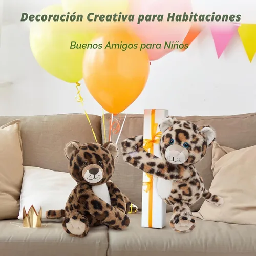 Vista 6 de MorisMos Dúo de Animales de Peluche de Leopardo, Congelables y Aptos para Microondas, Juguete de Leopardo de Brazos Largos para Abrazar, Almohadilla