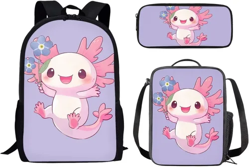 Vista 28 de Paquete de 3 bolsas escolares con estampado de bandera estadounidense para niños, mochila de gran capacidad para laptop, con cremallera, estuche