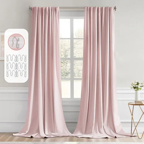 Vista 93 de MIULEE Cortinas opacas con pestaña trasera de 63 pulgadas de largo, juego de 2 paneles para sala de estar, dormitorio, privacidad, bolsillo