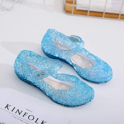 Vista 4 de Amtidy - Zapatos bajos tipo princesa inspirados en disfraces de Frozen, Elsa y reina de nieve, para niñas, sandalias para cumpleaños