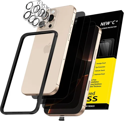 Vista 25 de NEW'C 3x Protector de privacidad para pantalla de iPhone 13 (15,49 cm) + 3x Protector de lente de cámara, protección del sensor, película de vidrio