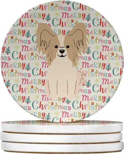 Vista 131 de Abyssinian Sand Terrier Merry Christmas - Posavasos grandes de piedra arenisca (4 unidades)