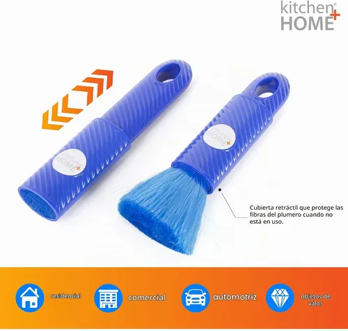 Vista 2 de Kitchen + Home - Plumero estático compacto – Plumero de viaje de 6.5 pulgadas con funda de transporte – El plumero electrostático atrae el polvo