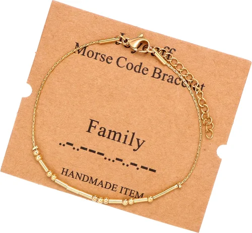Vista 220 de JoycuFF Pulseras inspiradoras de código morse para mujeres, cuentas de plata, joyería con mantra de motivación, regalos para ella