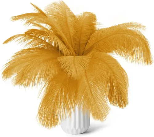 Vista 14 de Kit de plumas de avestruz natural en masa color beige de 15-17 pulgadas (38-43 cm), 80 piezas. Los kits contienen plumas de 8-10 pulgadas y palos