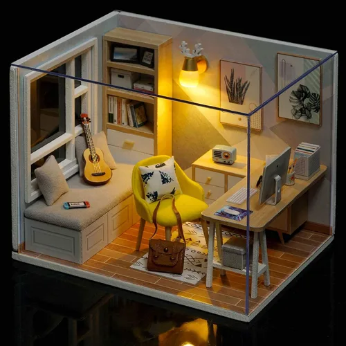 Vista 2 de DIY Miniature Dollhouse Kit with Furniture Plus Dust Proof for Teens Adults