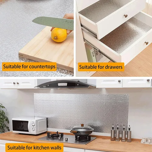 Vista 2 de Snkxu Encimeras de despegar y pegar para la cocina, protector contra salpicaduras detrás de la estufa, a prueba de aceite, autoadhesivo