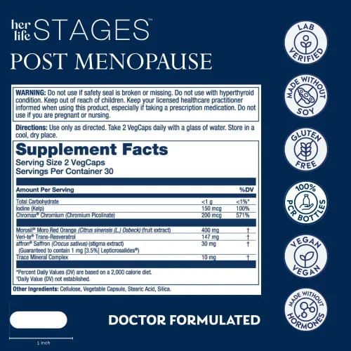 Vista 2 de SOLARAY Postmenopause her Life Stages - Suplementos postmenopausia para mujeres con resveratrol - Vegano y hecho sin hormonas - Vegano - Verificado