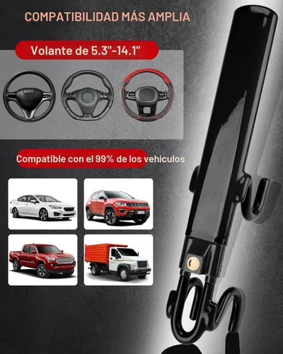 Vista 4 de Tevlaphee Bloqueo de Volante Antirrobo Dispositivo para Automóvil de Servicio Pesado Cerradura de Seguridad para Automóvil Dispositivos de Bloqueo
