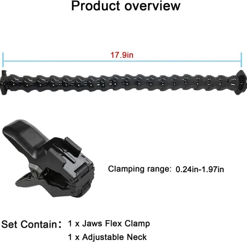 Vista 6 de FiTSTILL Soporte de Abrazadera Flexible Jaws con Cuello de Ganso Ajustable de 19 Secciones Compatible con Go Pro Hero