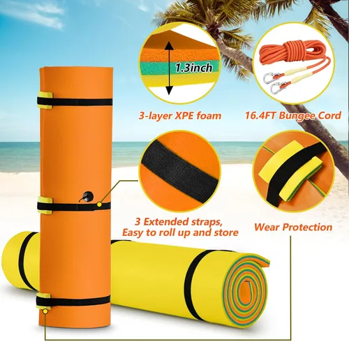 Vista 4 de CTSC Alfombra flotante – Alfombra flotante Lily Pad – 12 x 5 pies alfombra de agua flotante para lago, espuma XPE resistente a desgarros de alta