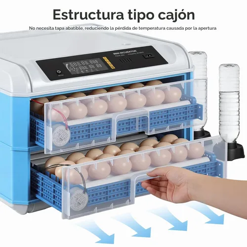 Vista 8 de Incubadora automática de 120 huevos, incubadora automática para incubar huevos, con girador automático de huevos, control de temperatura y humedad