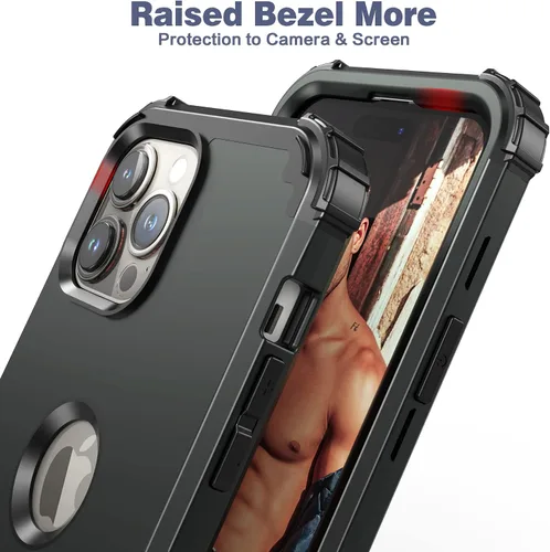 Vista 6 de IDweel - Funda para iPhone 15 Pro Max con protector de pantalla de vidrio templado, 3 en 1, a prueba de golpes, delgada, híbrida, resistente