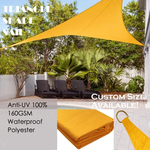 Vista 3 de Alion Home Toldo parasol tejido triangular impermeable de 10 x 10 x 10 pies en colores vibrantes (amarillo mango)