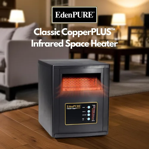 Vista 3 de EdenPURE Classic CopperPLUS Calentador de Infrarrojos — Calentador de Zona de 1500 W Ahorro de Energía para Habitaciones Grandes hasta 1000 pies