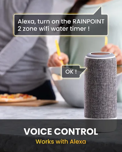 Vista 4 de RAINPOINT Temporizador de manguera WiFi, temporizador de agua inteligente para jardín, sistema controlador de riego por goteo con concentrador