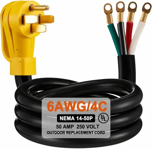 Vista 8 de Cable de alimentación de rango NEMA 14-50 resistente, STW 6AWG/4C