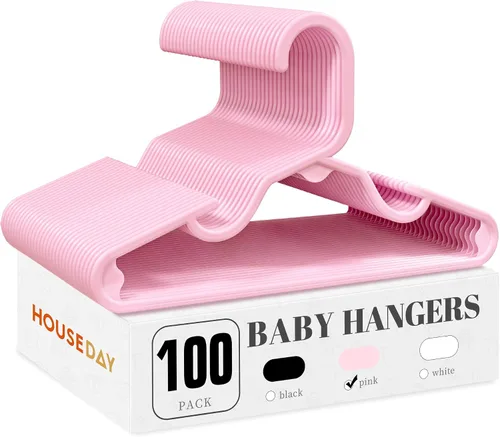 Vista 10 de HOUSE DAY Perchas de plástico para bebé, paquete de 20, perchas de plástico duradero para ropa de bebé, perchas delgadas y compactas para niños