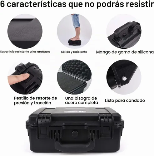 Vista 5 de Lykus HC-3320 Estuche rígido impermeable con espuma, tamaño interno 11.73