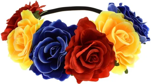 Vista 17 de Diadema de corona floral rosa guirnalda de flores para festival de boda Negro