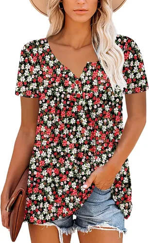Vista 2 de ROSELINLIN - Camisas de manga corta para mujer, ajuste holgado, tops de verano para leggings