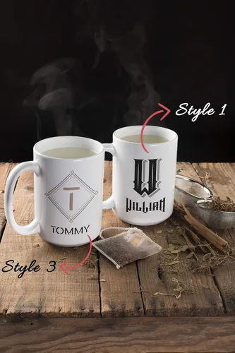 Vista 5 de SANTANNA Taza personalizada para hombres, iniciales personalizadas con nombre de café de cerámica (sus estilos favoritos)