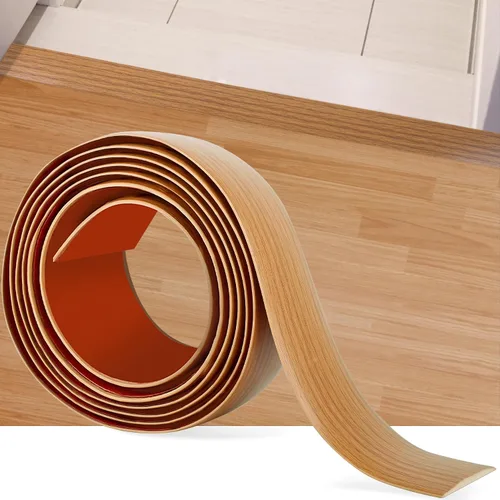 Vista 16 de Tira de transición de piso de 3.3 pies, autoadhesiva, cubierta de vinilo, tira de transición divisora plana, diseño de grano de madera para huecos