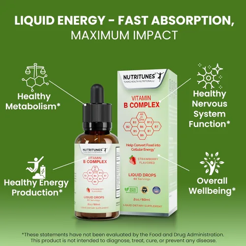 Vista 2 de Complejo Líquido de Vitamina B Fresa - 2 fl oz (2.0 fl oz) Features Liquid Drops, Strawberry Flavor, Methyl B12, Folate, and Easy-to-Use Formula