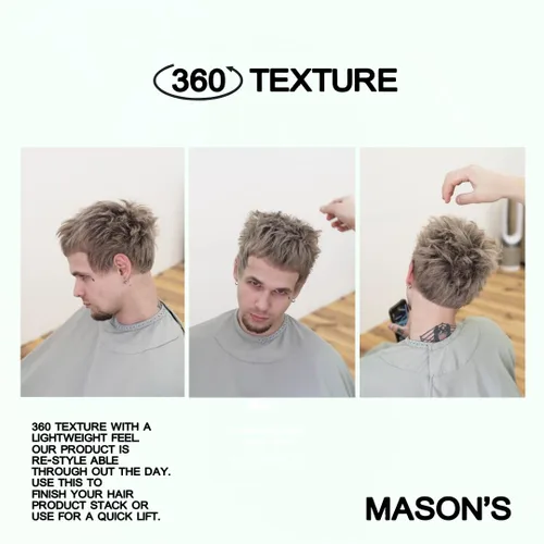 Vista 4 de Mason's - Polvo de textura para hombres – Polvo de peinado ligero de fijación fuerte para volumen y acabado mate – No pegajoso, aroma cítrico