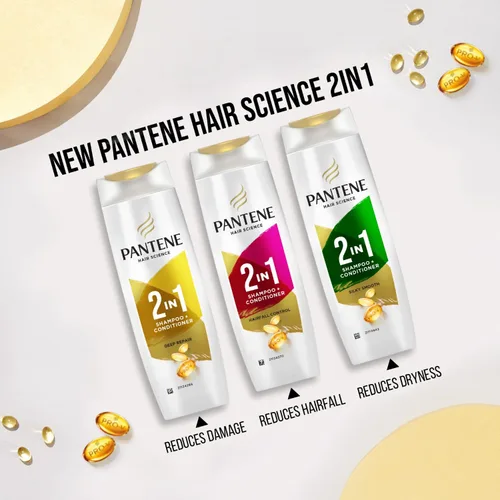 Vista 7 de Pantene Champú + acondicionador 2 en 1 anti caída del cabello, 11.5 fl oz