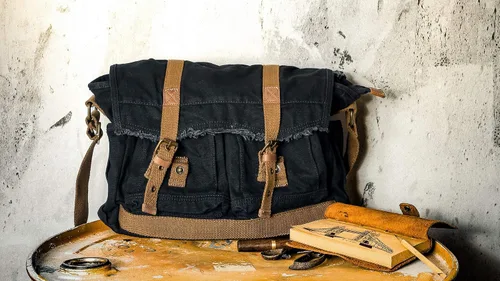 Vista 7 de GOOTIUM Canvas Messenger Bag - Vintage Shoulder Bag Frayed Style Boho Purse