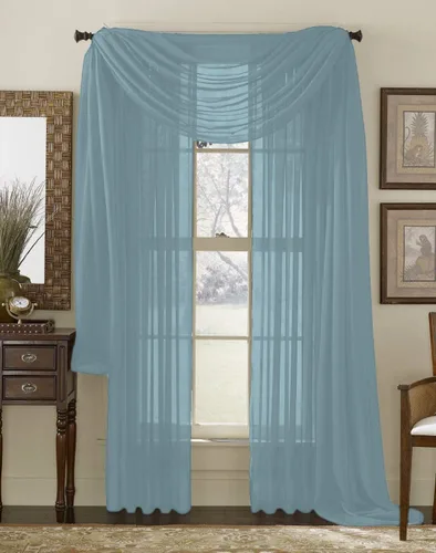 Vista 6 de Juego de 3 piezas de cortinas y cenefa Interior Trends, fina, totalmente cosida, juego de 2 cortinas y 1 cenefa a juego