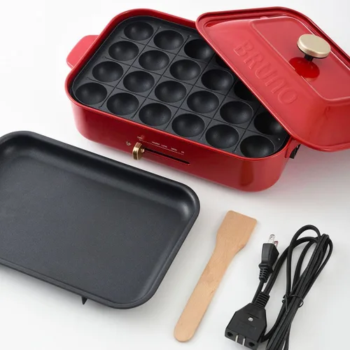 Vista 8 de BRUNO compact hot plate + takoyaki plate + ceramic-coated pot + grill plate 4-piece set (white)
