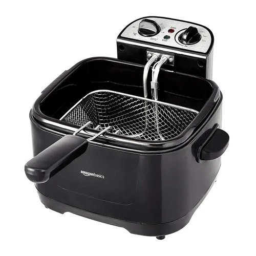 Vista 2 de Amazon Basics - Freidora eléctrica profunda de 2.1 cuartos (2.0L) con capacidad de aceite de 8 tazas, temporizador, temperatura ajustable, cesta