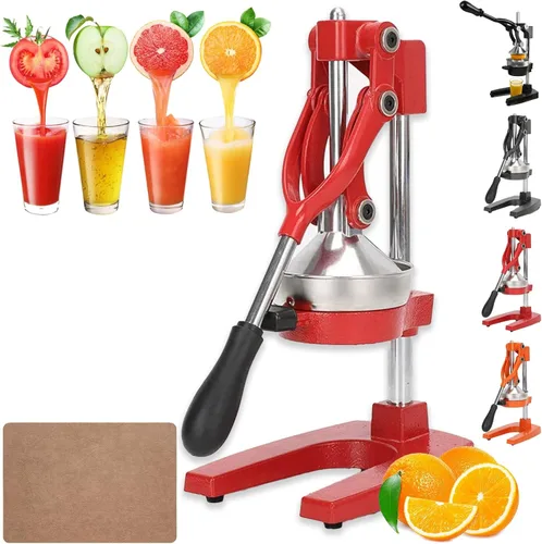 Vista 10 de Exprimidor manual de hierro fundido, máquina de prensa manual de exprimidor de cítricos, exprimidor de naranja limón de acero inoxidable resistente