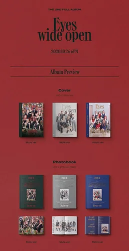 Vista 2 de JYP TWICE - Álbum de ojos bien abiertos (Vol.2)+Póster plegado+Juego de tarjetas fotográficas adicionales (Story ver.), JYPK1006