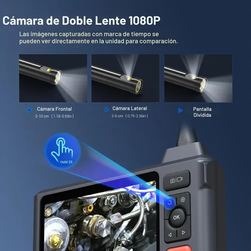 Vista 5 de Cámara de Inspección de Alcantarillado de 50FT, DEPSTECH Endoscopio de Doble Lente 1080P con Luces, Herramienta Boroscopio con Pantalla IPS de 5