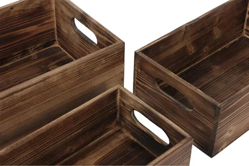 Vista 6 de Juego de 3 cajas de madera de granja, cajas de madera para exhibir Estilo 1