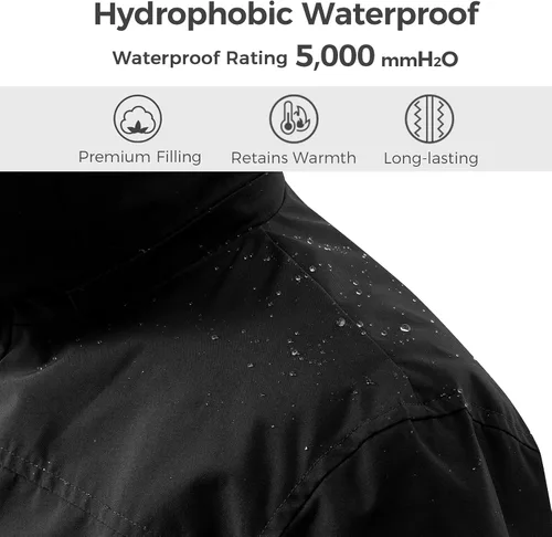 Vista 4 de Wantdo - Abrigo de invierno acolchado para hombre, chaqueta parka con capucha y forro