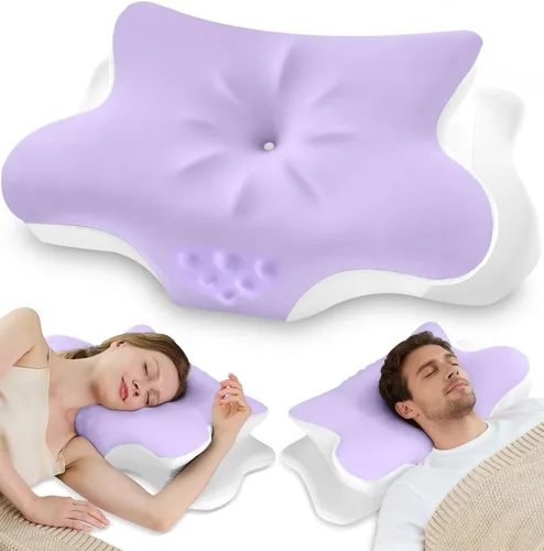 Vista 9 de Almohada cervical para el cuello para aliviar el dolor, almohada ergonómica de espuma viscoelástica para dormir de lado, almohada ortopédica de cama