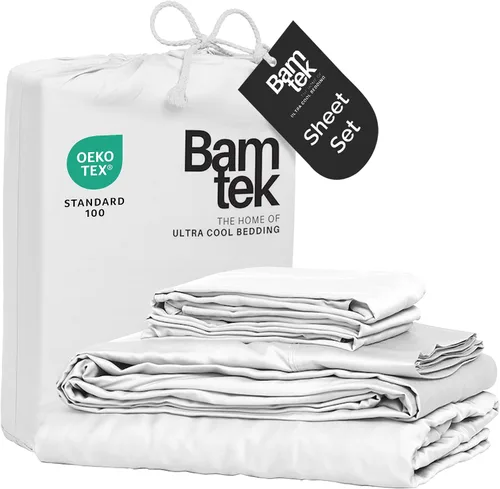 Vista 15 de Juego de sábanas de bambú de viscosa tamaño individual XL, 3 piezas, extra largas, ropa de cama refrescante para personas que duermen con calor